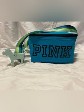 Y2K Victoria's Secret PINK lunch bag w/ dog keychain Insulated Small Blue Cooler